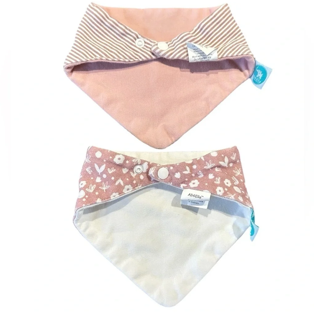 Baby Bibs Reversible Snap Closure Set of 2 NWOT